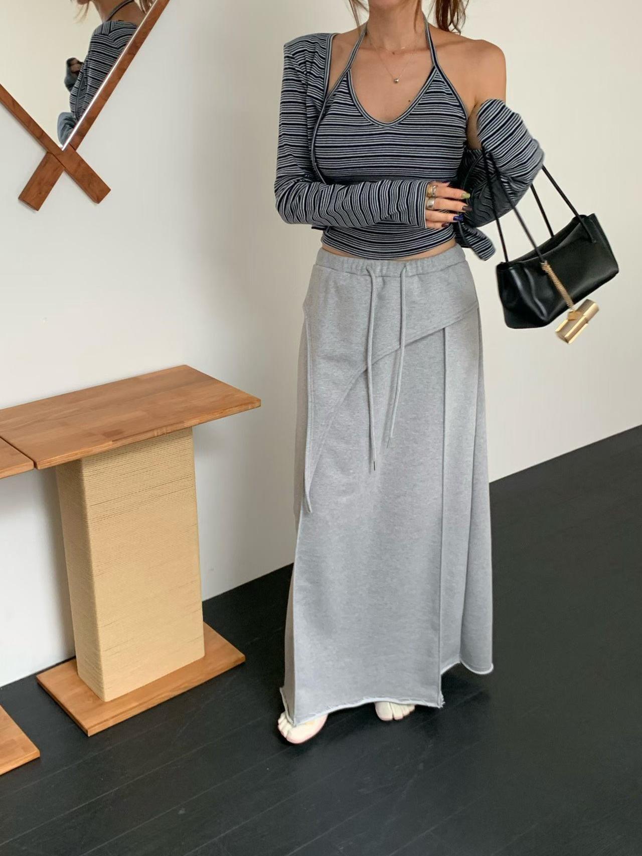 條紋背心+短版外套SET